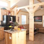 Classic Series 1223 interior with crows feet beams at Recreational Resort Cottages and Cabins, Rockwall, Texas 
