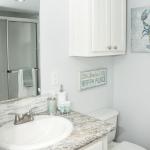 Bathroom in the Platinum Model P-535SL, Eagles Landing, on display at Recreational Resort Cottages and Cabins in Rockwall, Texas 