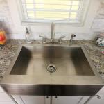 Farmhouse sink in the Platinum Model P-535SL, Eagles Landing, on display at Recreational Resort Cottages and Cabins in Rockwall, Texas 